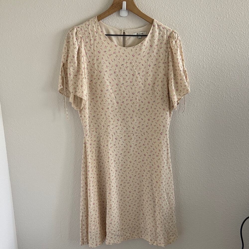 Madewell Tie Sleeve Retro Dress Dutch Dandelions Cream 6